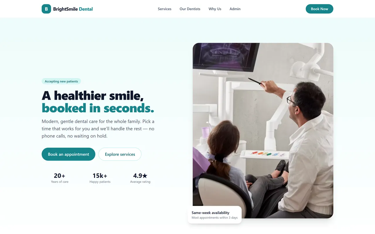 BrightSmile Dental — live site preview
