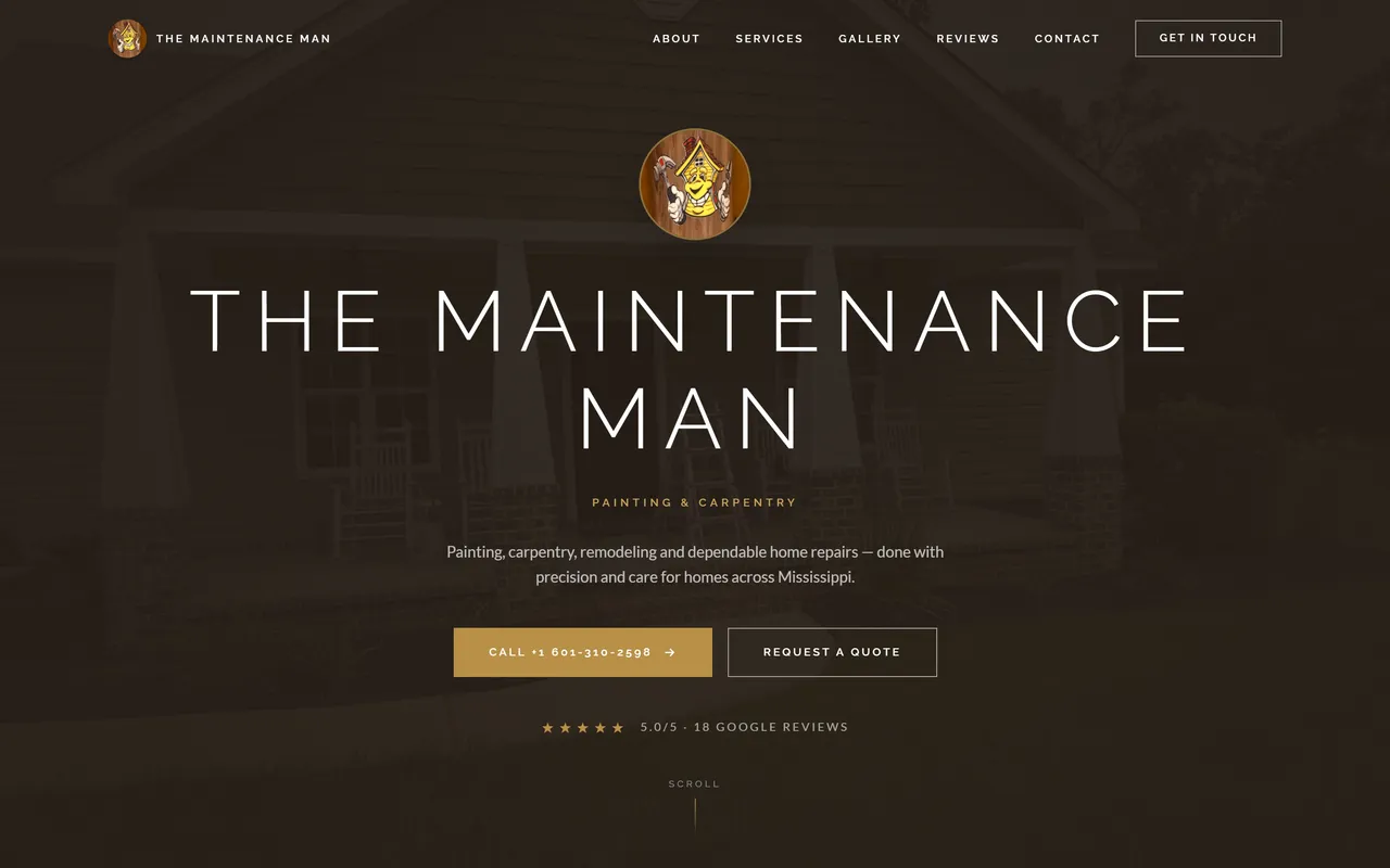 The Maintenance Man — live site preview